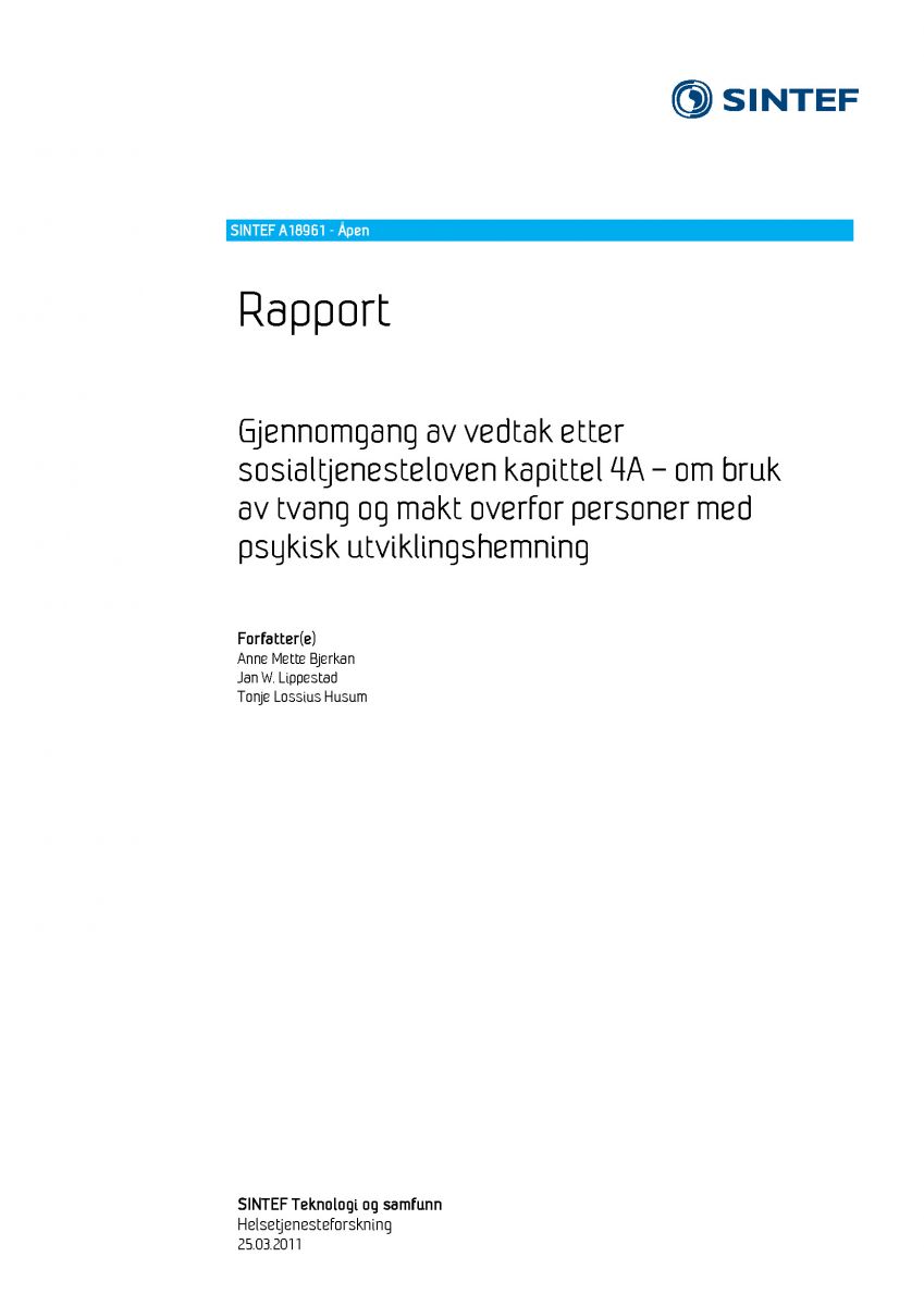 Bilde av rapporten © SINTEF